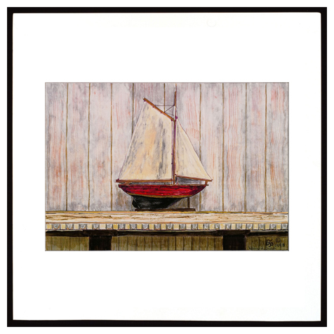 Wooden Ship on Mantel